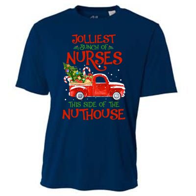 A Bunch Of A Nurses This Side Of The Nuthouse Christmas Cooling Performance Crew T-Shirt