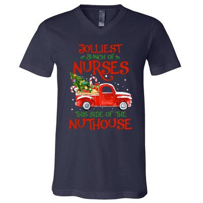 A Bunch Of A Nurses This Side Of The Nuthouse Christmas V-Neck T-Shirt