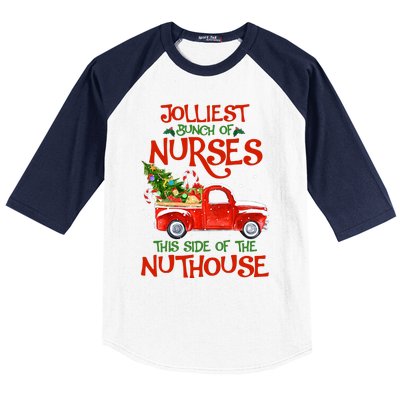 A Bunch Of A Nurses This Side Of The Nuthouse Christmas Baseball Sleeve Shirt