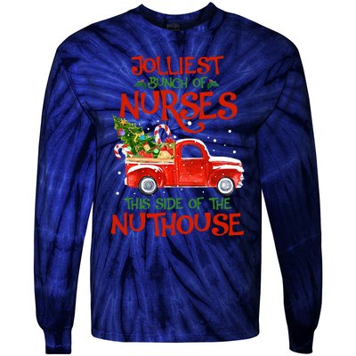 A Bunch Of A Nurses This Side Of The Nuthouse Christmas Tie-Dye Long Sleeve Shirt