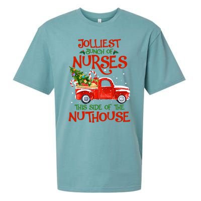 A Bunch Of A Nurses This Side Of The Nuthouse Christmas Sueded Cloud Jersey T-Shirt