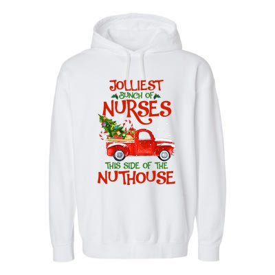 A Bunch Of A Nurses This Side Of The Nuthouse Christmas Garment-Dyed Fleece Hoodie