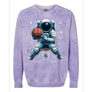 Astronaut Basketball Outer Space: Dunk Your Way Through The Cosmos Colorblast Crewneck Sweatshirt