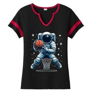 Astronaut Basketball Outer Space: Dunk Your Way Through The Cosmos Ladies Halftime Notch Neck Tee