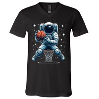 Astronaut Basketball Outer Space: Dunk Your Way Through The Cosmos V-Neck T-Shirt