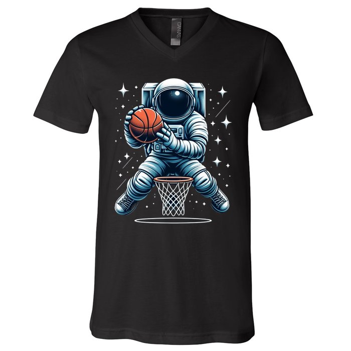 Astronaut Basketball Outer Space: Dunk Your Way Through The Cosmos V-Neck T-Shirt