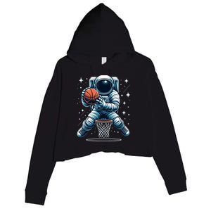 Astronaut Basketball Outer Space: Dunk Your Way Through The Cosmos Crop Fleece Hoodie