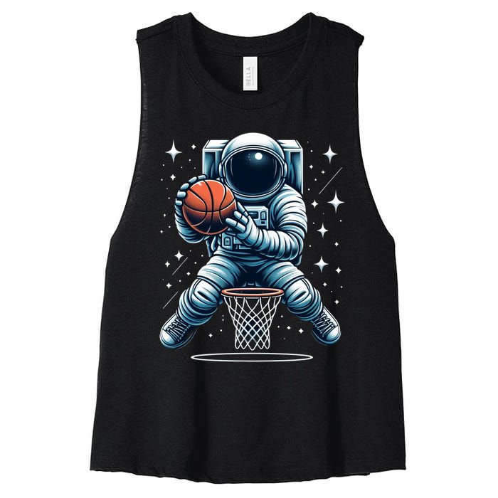 Astronaut Basketball Outer Space: Dunk Your Way Through The Cosmos Women's Racerback Cropped Tank