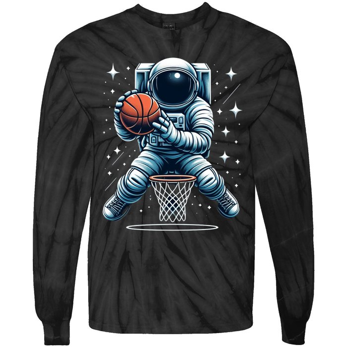 Astronaut Basketball Outer Space: Dunk Your Way Through The Cosmos Tie-Dye Long Sleeve Shirt