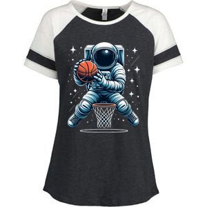 Astronaut Basketball Outer Space: Dunk Your Way Through The Cosmos Enza Ladies Jersey Colorblock Tee