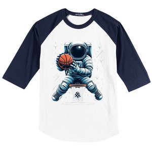 Astronaut Basketball Outer Space: Dunk Your Way Through The Cosmos Baseball Sleeve Shirt