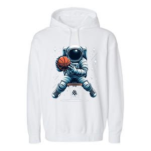 Astronaut Basketball Outer Space: Dunk Your Way Through The Cosmos Garment-Dyed Fleece Hoodie