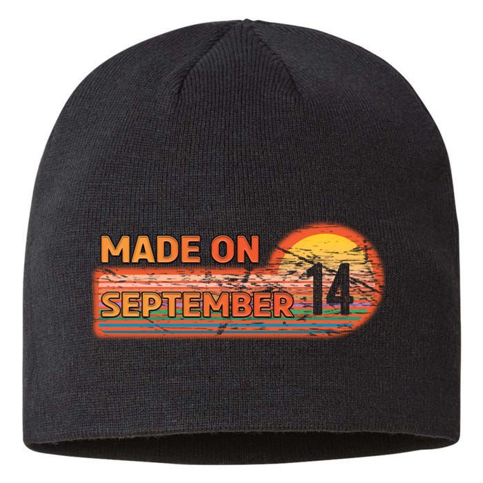 Awesome Born On 14th Birthday Vintage Made On September 14 Sustainable Beanie