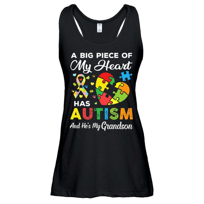 A Big Piece Of My Heart Has Autism and He's My Grandson Ladies Essential Flowy Tank