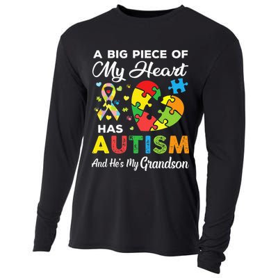 A Big Piece Of My Heart Has Autism and He's My Grandson Cooling Performance Long Sleeve Crew