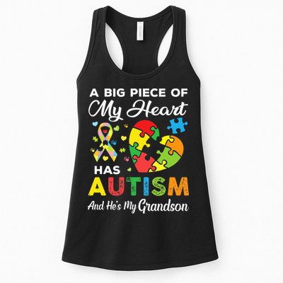 A Big Piece Of My Heart Has Autism and He's My Grandson Womens Tank Top
