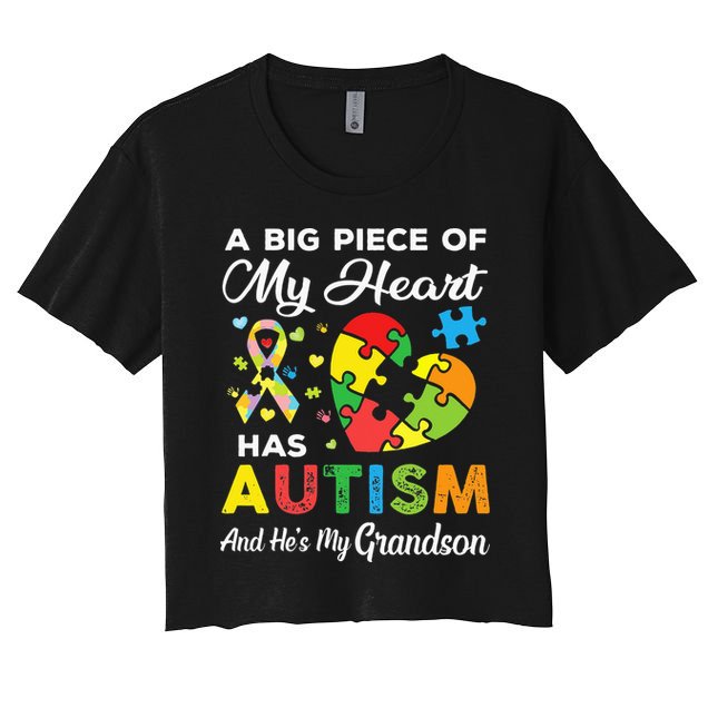 A Big Piece Of My Heart Has Autism and He's My Grandson Crop Top
