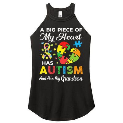 A Big Piece Of My Heart Has Autism and He's My Grandson Women's Perfect Tri Rocker Tank