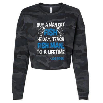 Anti Biden Political Impeach Biden Buy A Man Eat Fish Cropped Pullover Crew