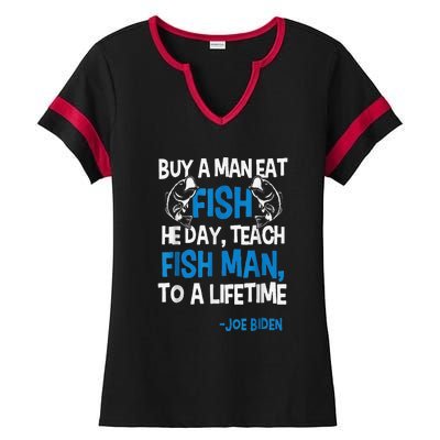 Anti Biden Political Impeach Biden Buy A Man Eat Fish Ladies Halftime Notch Neck Tee