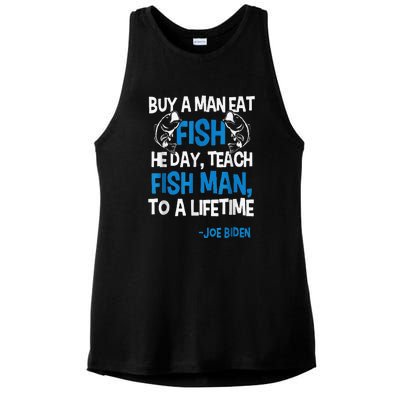 Anti Biden Political Impeach Biden Buy A Man Eat Fish Ladies PosiCharge Tri-Blend Wicking Tank