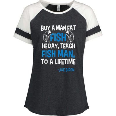 Anti Biden Political Impeach Biden Buy A Man Eat Fish Enza Ladies Jersey Colorblock Tee