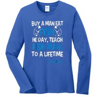 Anti Biden Political Impeach Biden Buy A Man Eat Fish Ladies Long Sleeve Shirt