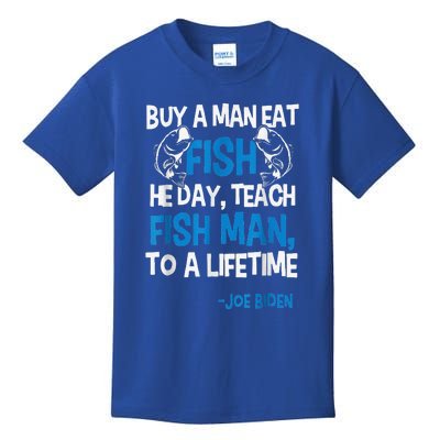 Anti Biden Political Impeach Biden Buy A Man Eat Fish Kids T-Shirt