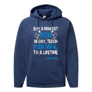 Anti Biden Political Impeach Biden Buy A Man Eat Fish Performance Fleece Hoodie