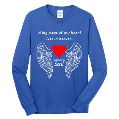 A Big Piece Of My Heart Is In Heaven And He Is My Son Gift Tall Long Sleeve T-Shirt