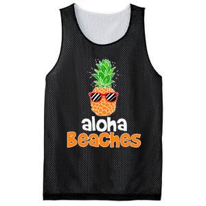 Aloha Beaches Pineapple Sunglasses Hawaiian Yall Vacation Mesh Reversible Basketball Jersey Tank