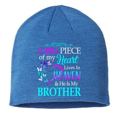 A Big Piece Of My Heart Live In Heaven He Is My Brother Great Gift Sustainable Beanie