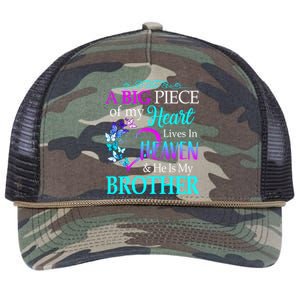 A Big Piece Of My Heart Live In Heaven He Is My Brother Great Gift Retro Rope Trucker Hat Cap