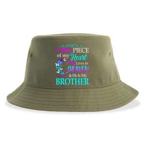 A Big Piece Of My Heart Live In Heaven He Is My Brother Great Gift Sustainable Bucket Hat