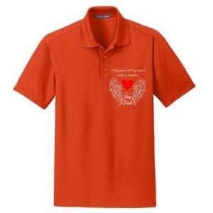 A Big Piece Of My Heart Lives In Heaven He Is My Step Dad Cute Gift Dry Zone Grid Polo