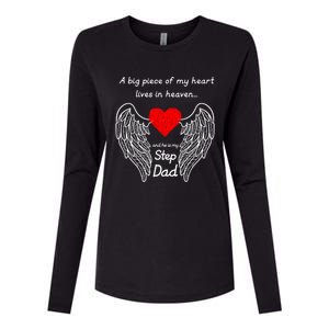 A Big Piece Of My Heart Lives In Heaven He Is My Step Dad Cute Gift Womens Cotton Relaxed Long Sleeve T-Shirt