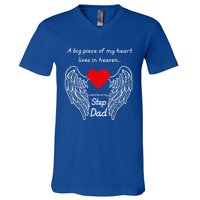 A Big Piece Of My Heart Lives In Heaven He Is My Step Dad Cute Gift V-Neck T-Shirt