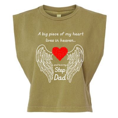 A Big Piece Of My Heart Lives In Heaven He Is My Step Dad Cute Gift Garment-Dyed Women's Muscle Tee