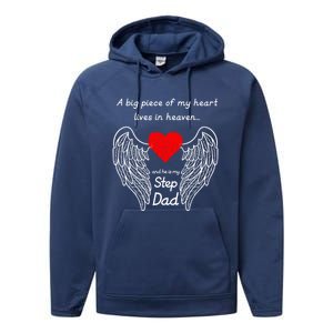 A Big Piece Of My Heart Lives In Heaven He Is My Step Dad Cute Gift Performance Fleece Hoodie