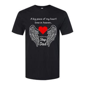 A Big Piece Of My Heart Lives In Heaven He Is My Step Dad Cute Gift Softstyle CVC T-Shirt