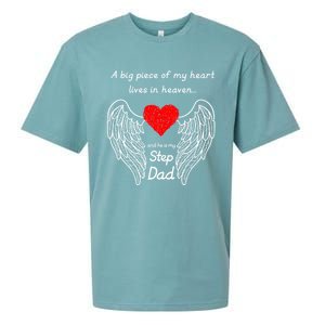 A Big Piece Of My Heart Lives In Heaven He Is My Step Dad Cute Gift Sueded Cloud Jersey T-Shirt