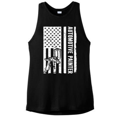 Auto Body Painter USA Flag Automotive Painter Ladies PosiCharge Tri-Blend Wicking Tank