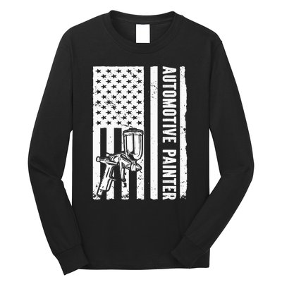 Auto Body Painter USA Flag Automotive Painter Long Sleeve Shirt