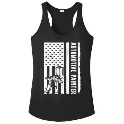 Auto Body Painter USA Flag Automotive Painter Ladies PosiCharge Competitor Racerback Tank