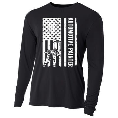 Auto Body Painter USA Flag Automotive Painter Cooling Performance Long Sleeve Crew