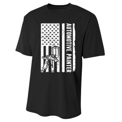 Auto Body Painter USA Flag Automotive Painter Performance Sprint T-Shirt