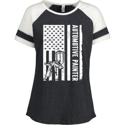 Auto Body Painter USA Flag Automotive Painter Enza Ladies Jersey Colorblock Tee