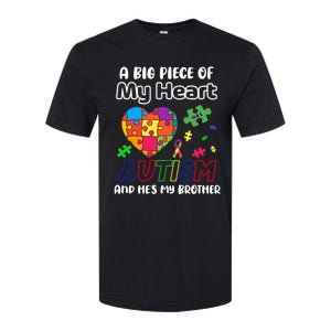 A Big Piece Of My Heart Has Autism And Hes My Brother Gift Softstyle CVC T-Shirt