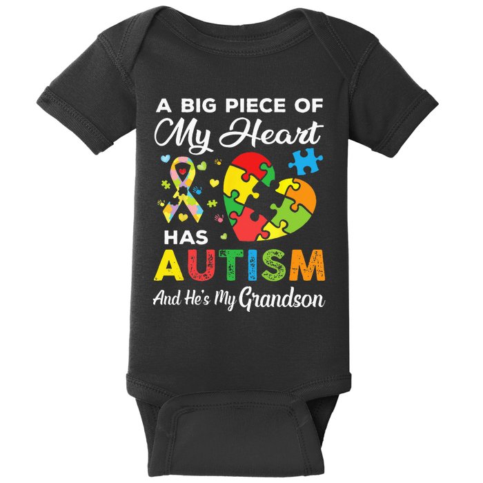 A Big Piece Of My Heart Has Autism And Hes My Grandson Baby Bodysuit