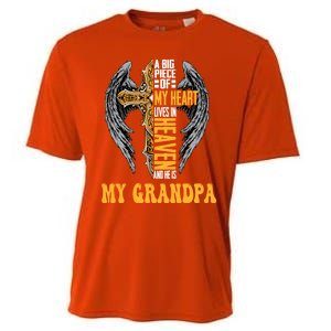 A Big Piece Of My Heart Lives In Heaven And He Is My Grandpa Funny Gift Cooling Performance Crew T-Shirt